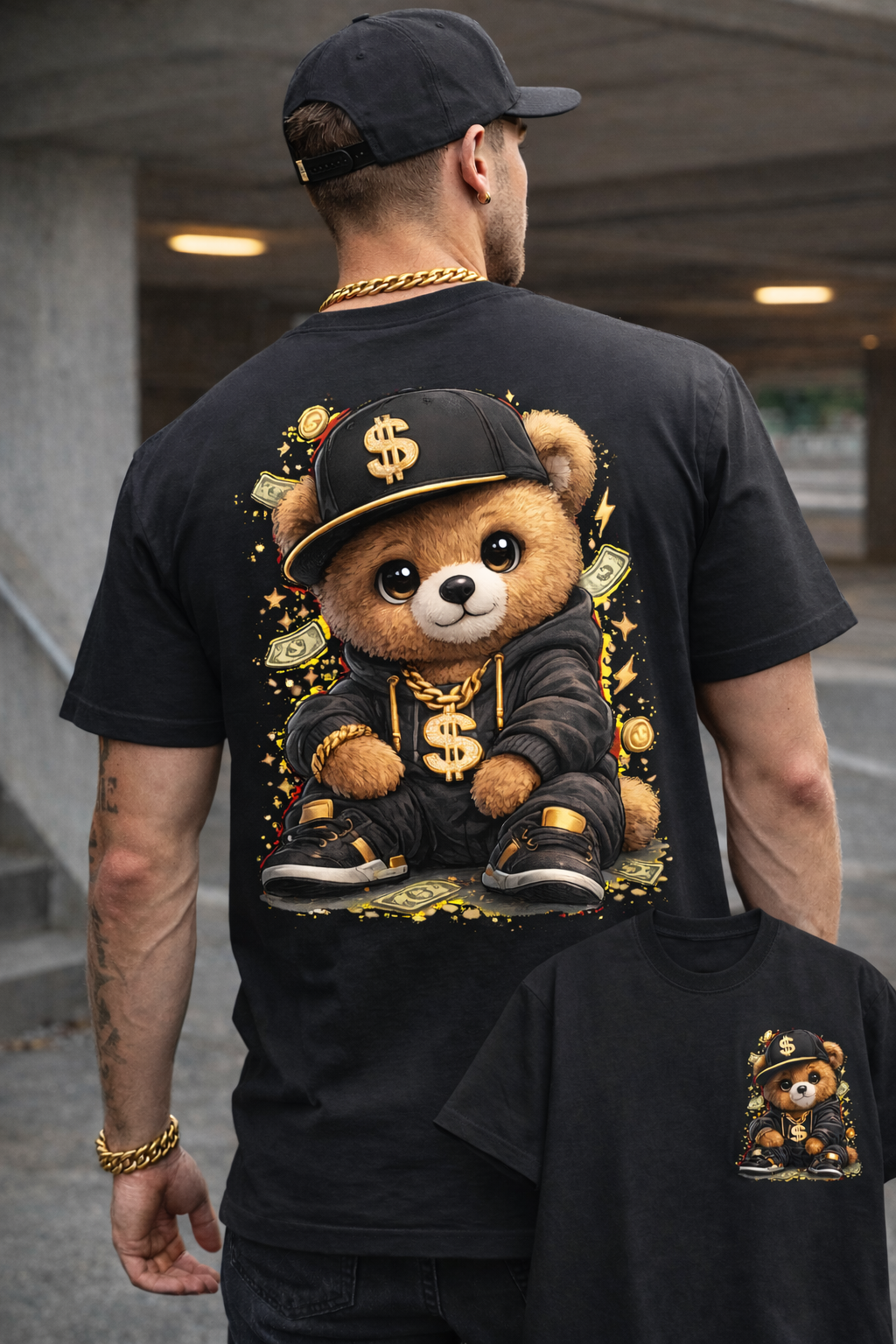 Gangsterbär – Money Vibes T-Shirt (Front + Back Print) | Unisex