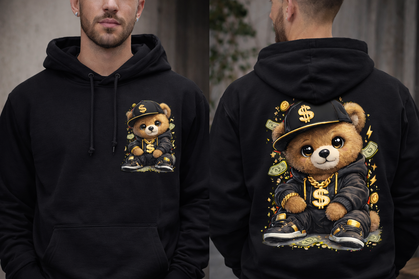 Gangsterbär – Money Vibes Hoody (Front + Back Print) | Unisex