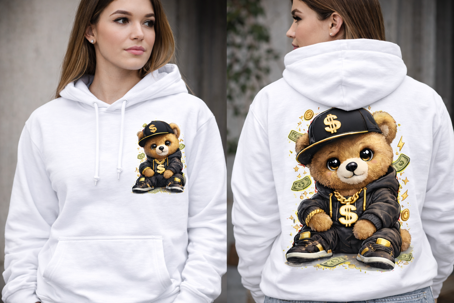 Gangsterbär – Money Vibes Hoody (Front + Back Print) | Unisex